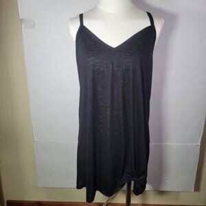 Miken Women Black Sleeveless V-Neck Knotted Hem Coverup Dress Size L
